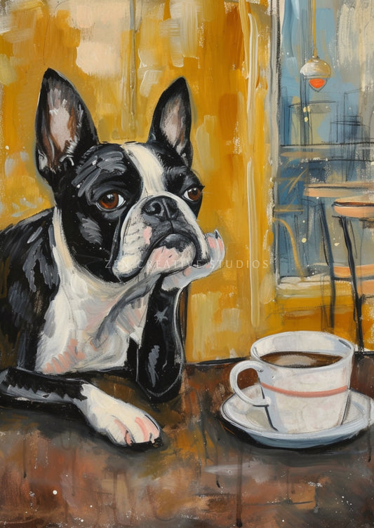 Boston Terrier Dog Art Print Digital Painting | Design BT02
