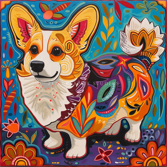 Corgi Dog Art Print Digital Painting | Design COR12