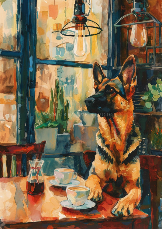 German Shepherd Dog Art Print Digital Painting | Design GER01