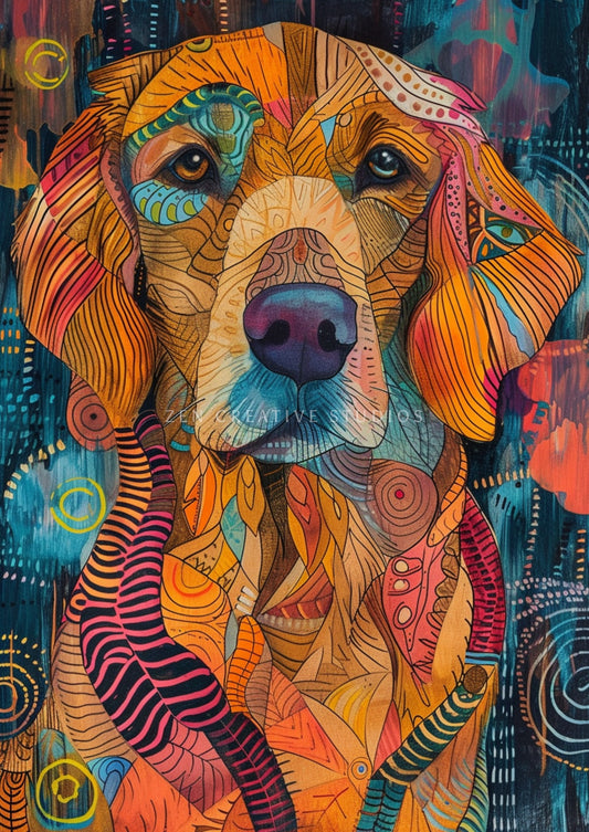 Golden Retriever Dog Art Print Abstract Digital Painting | Design GR01