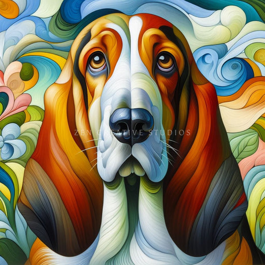 Bassett Hound Dog Art Print | Design BH02