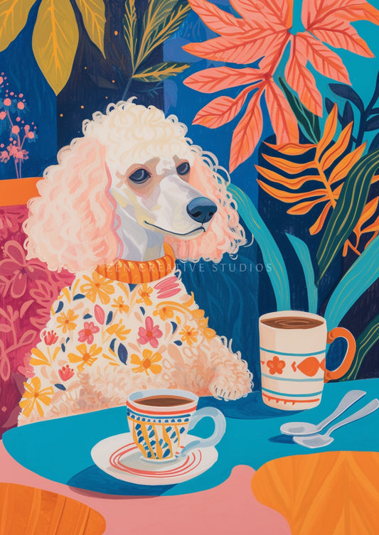 Standard Poodle Dog Art Print Digital Painting | Design SP01