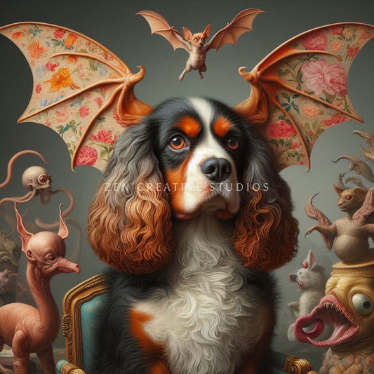 King Charles Cavalier Spaniel Dog Art Print | Design KC02