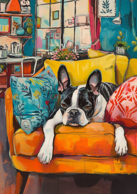 Boston Terrier Dog Art Print Digital Painting | Design BT03
